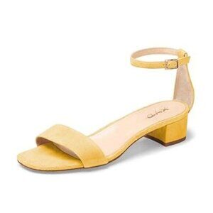 XYD Heels for Women, Open Toe, Ankle Strap, Buckled Low Chunky Block Pumps